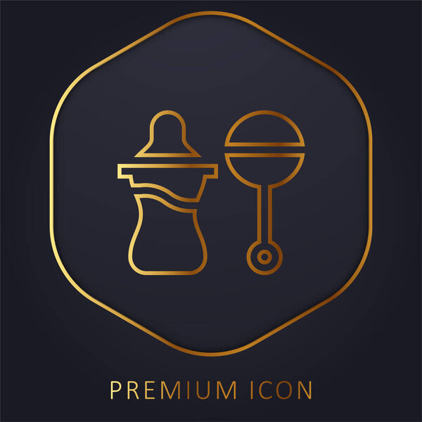 Baby Feeder golden line premium logo or icon