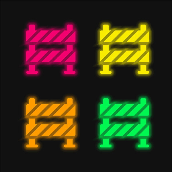 Barrier four color glowing neon vector icon