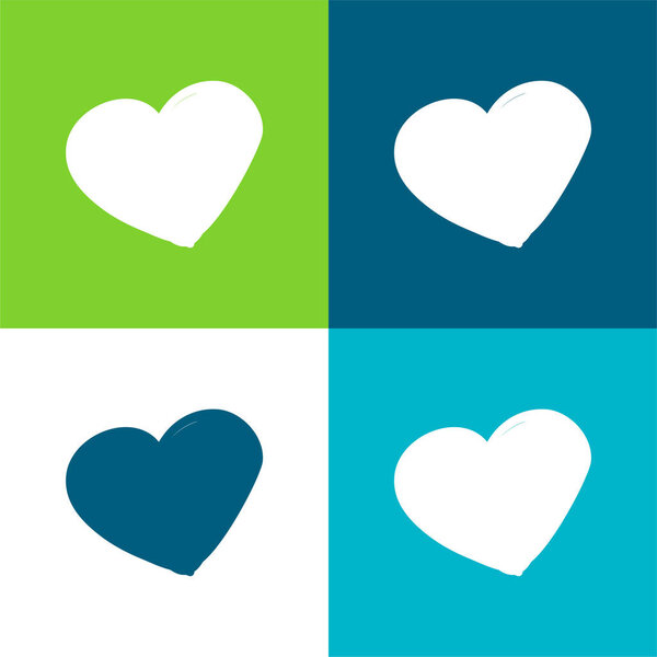 Basic Heart Flat four color minimal icon set