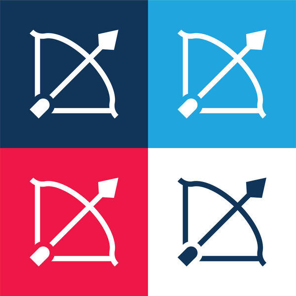 Archery blue and red four color minimal icon set