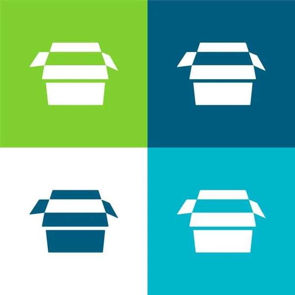 Box Flache Vier Farben Minimales Symbol Set — Stockvektor