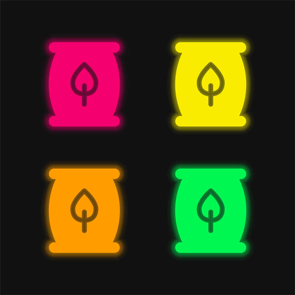 Biomass Energy four color glowing neon vector icon