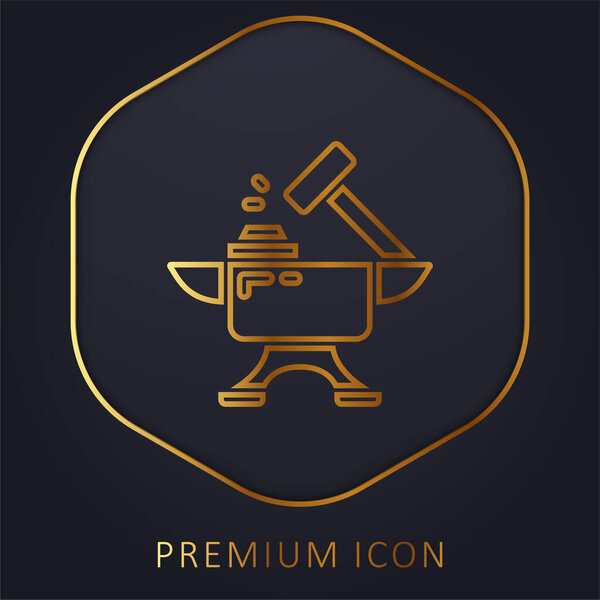 Blacksmith golden line premium logo or icon