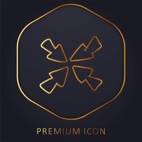 Стрелки к центру золотая линия премиум логотип или значок