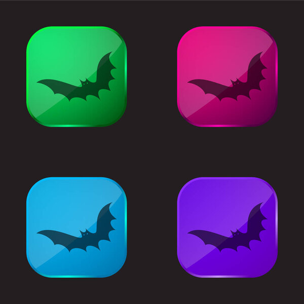 Bat four color glass button icon