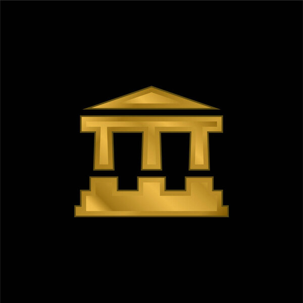 Bank gold plated metalic icon or logo vector