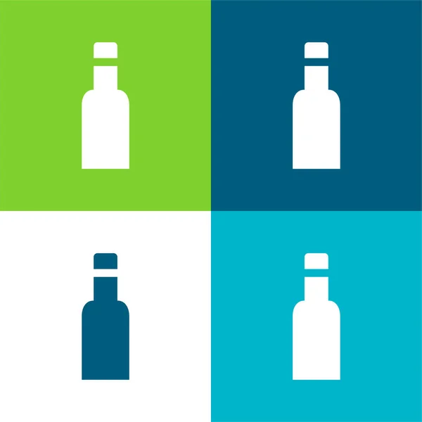 Bottiglia Nera Contenitore Piatto Quattro Colori Set Icona Minima — Vettoriale Stock