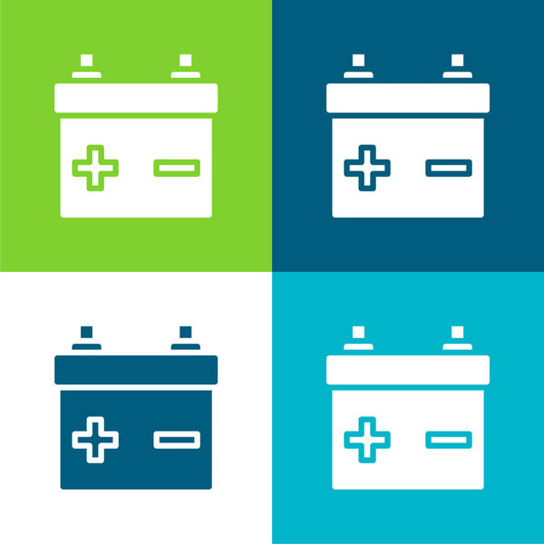 Батарея Плоский четырехцветный минимальный набор значков