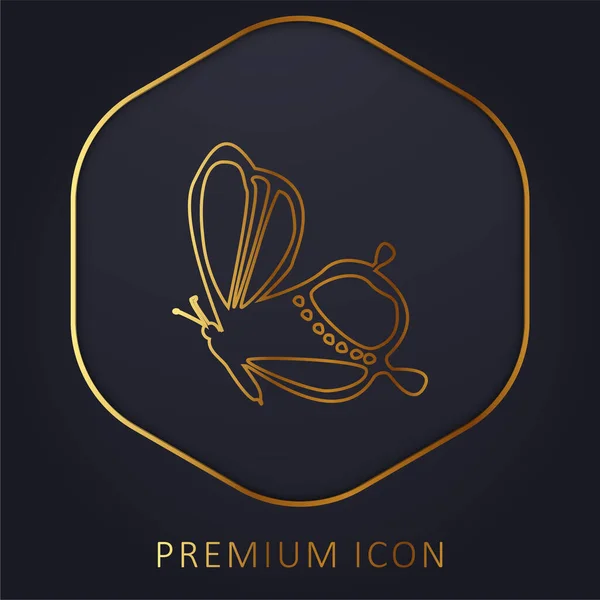 Beauty Butterfly Side View Design Gouden Lijn Premium Logo Pictogram — Stockvector