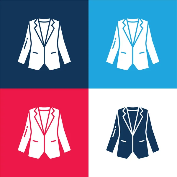 Blazer Azul Vermelho Conjunto Ícone Mínimo Quatro Cores — Vetor de Stock