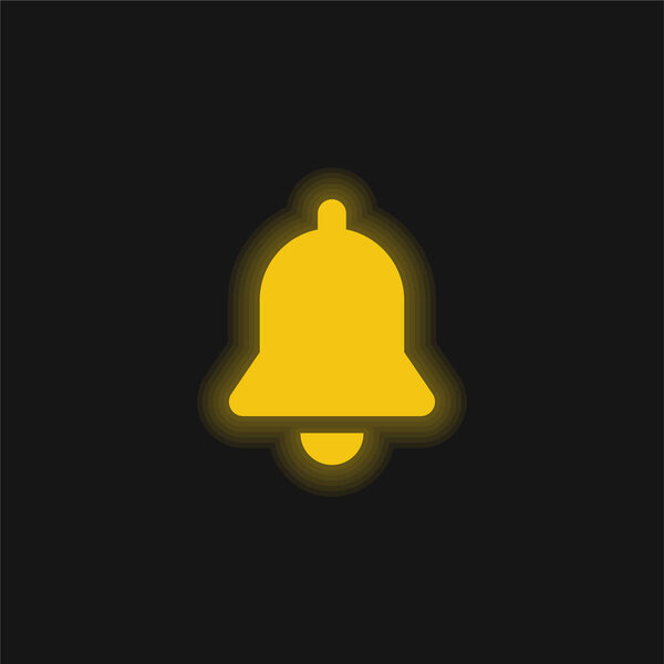 Bell yellow glowing neon icon