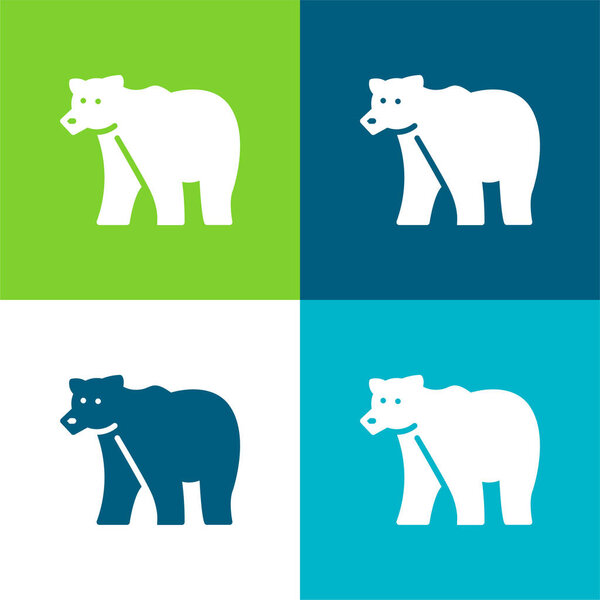 Bear Flat four color minimal icon set