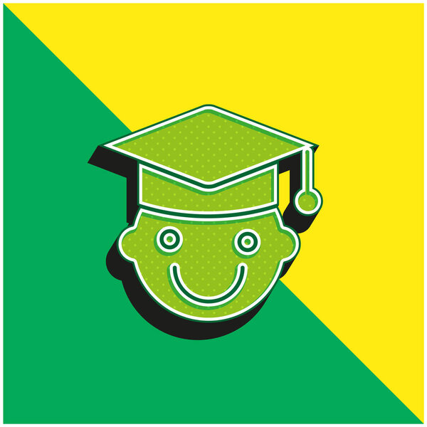 Детский зеленый и желтый современный трехмерный векторный логотип