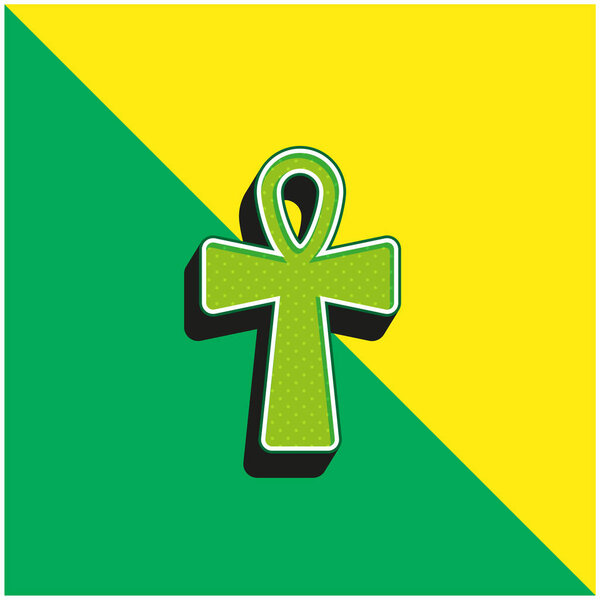 Ankh Cross Green и желтый современный 3d векторный логотип