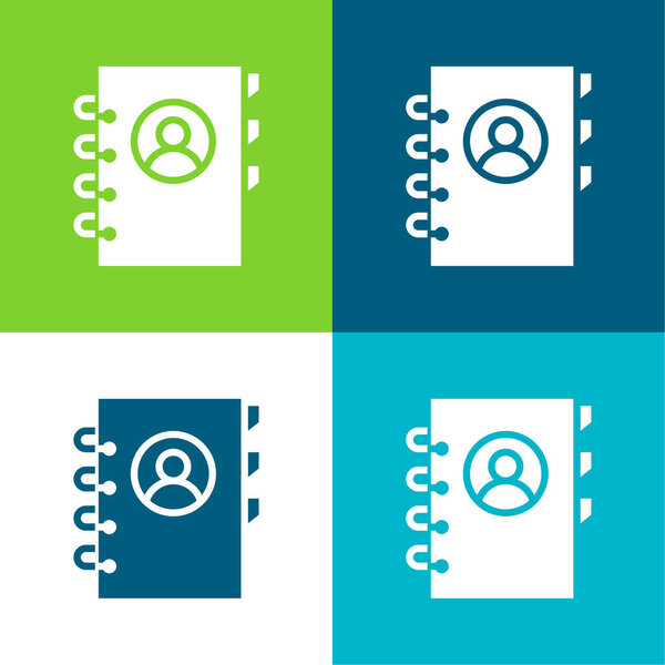 Addressbook Flat four color minimal icon set