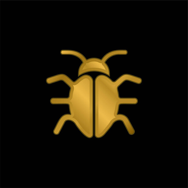 Big Bug gold plated metalic icon or logo vector