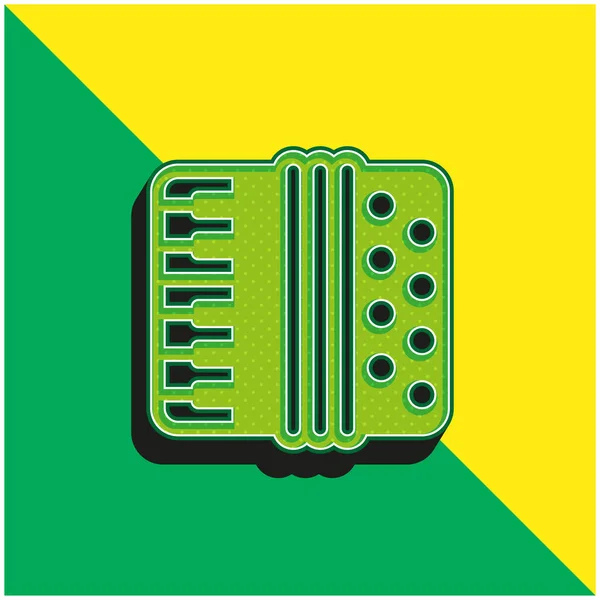 Accordeon Groen Geel Modern Vector Icoon Logo — Stockvector