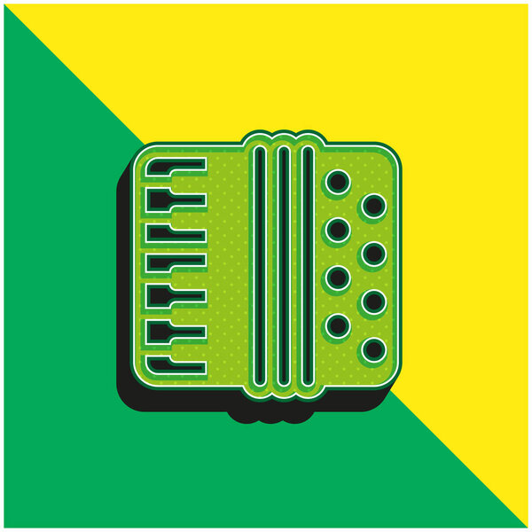 Accordion Green and yellow modern 3d vector icon logo