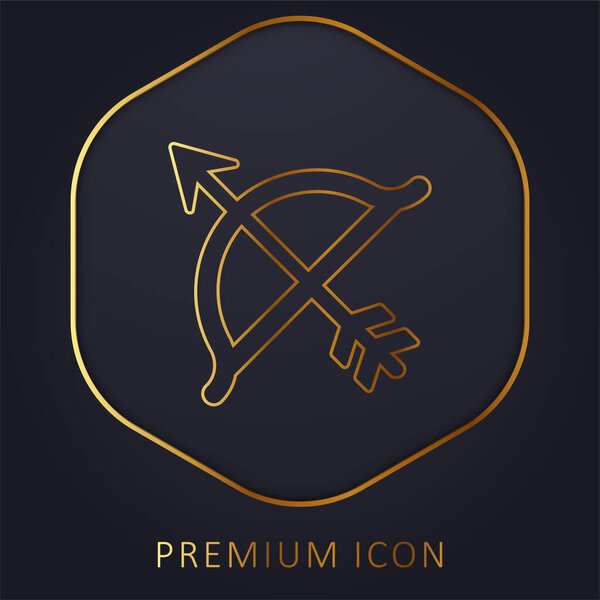Золотая линия лука и стрелы премиум логотип или значок