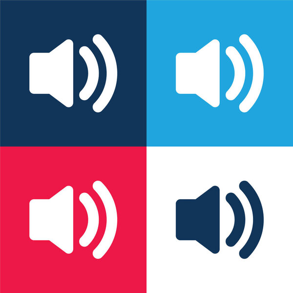 Аудио колонка На синем и красном четыре цвета минимальный набор значков