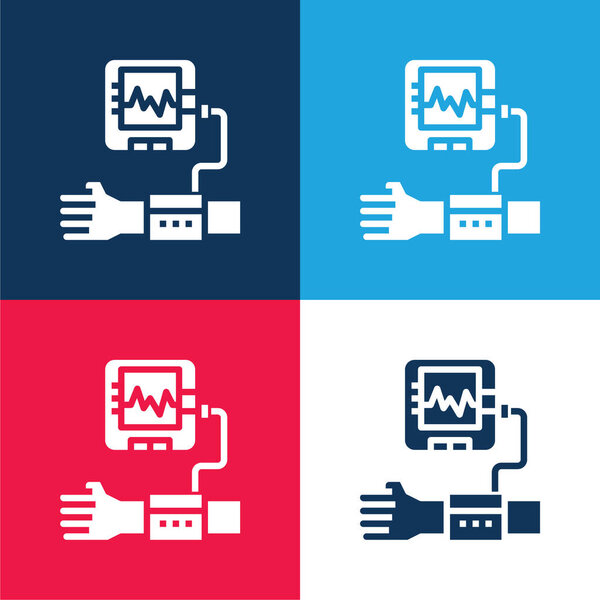 Blood Pressure blue and red four color minimal icon set