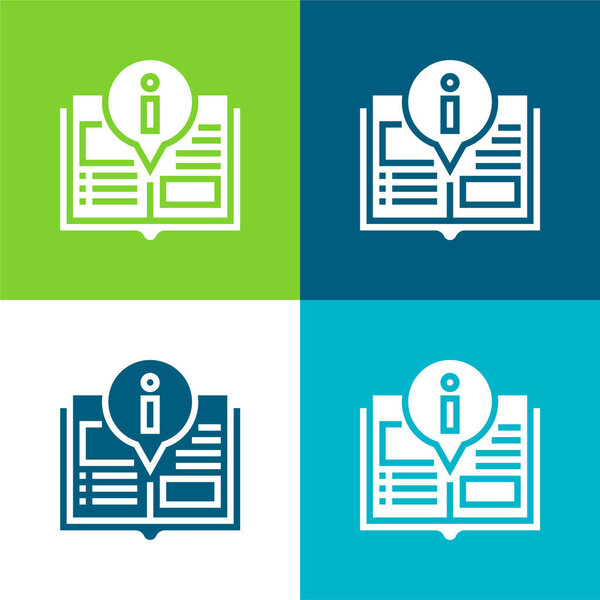 Book Flat four color minimal icon set