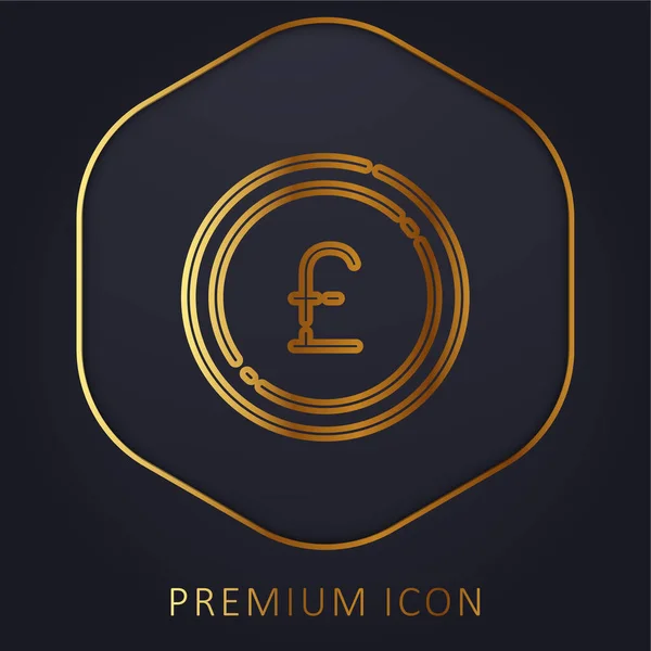 Big Pound Coin Gouden Lijn Premium Logo Pictogram — Stockvector