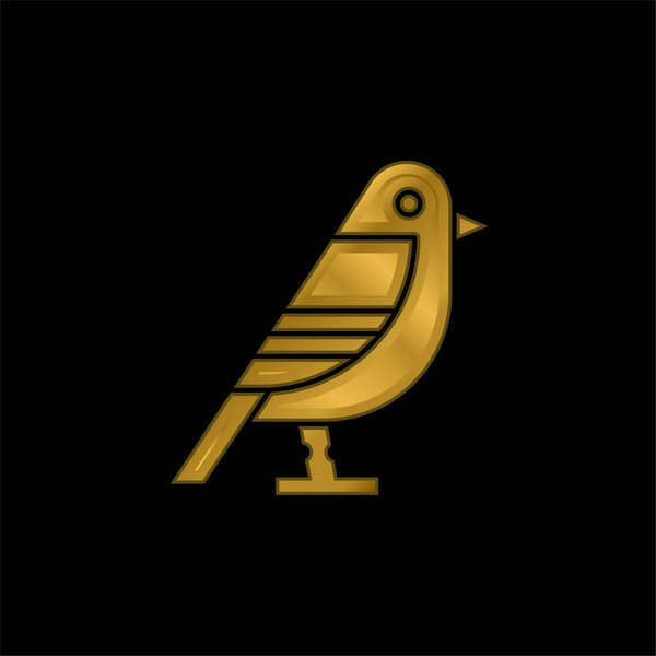 Позолоченная птица металлическая икона или вектор логотипа