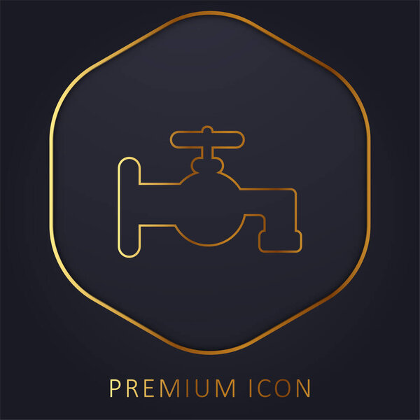 Bathroom Tap Silhouette golden line premium logo or icon
