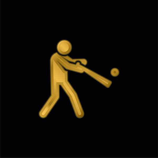 Baseball gold plated metalic icon or logo vector