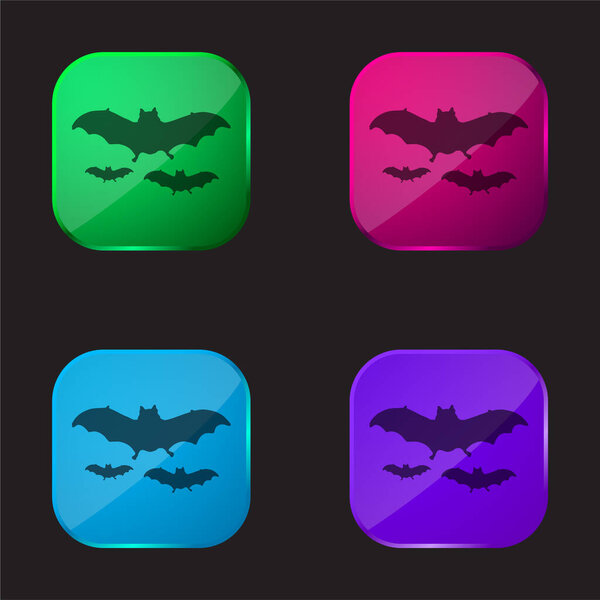 Bats Flying four color glass button