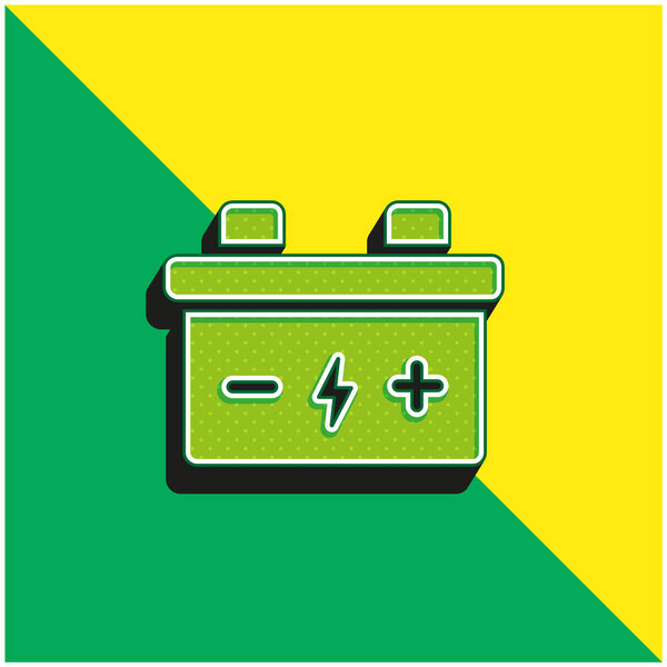Батарея Зеленый и желтый современный 3d логотип вектора