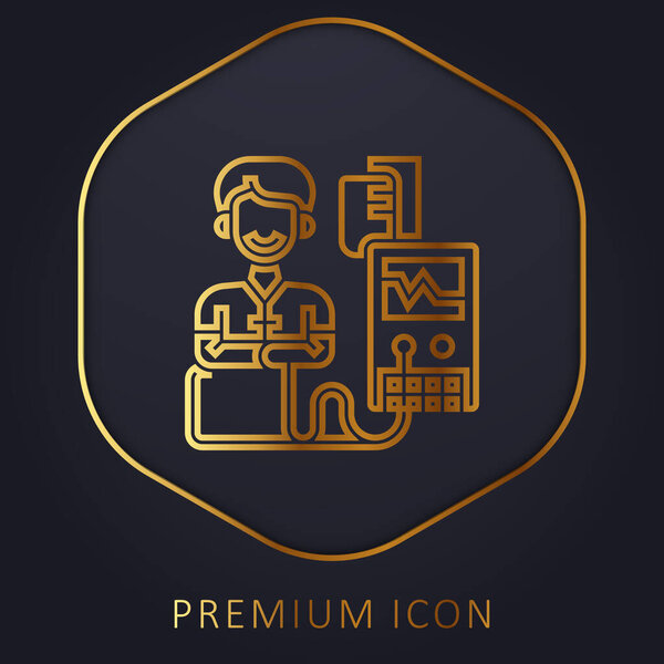 Blood Donation golden line premium logo or icon