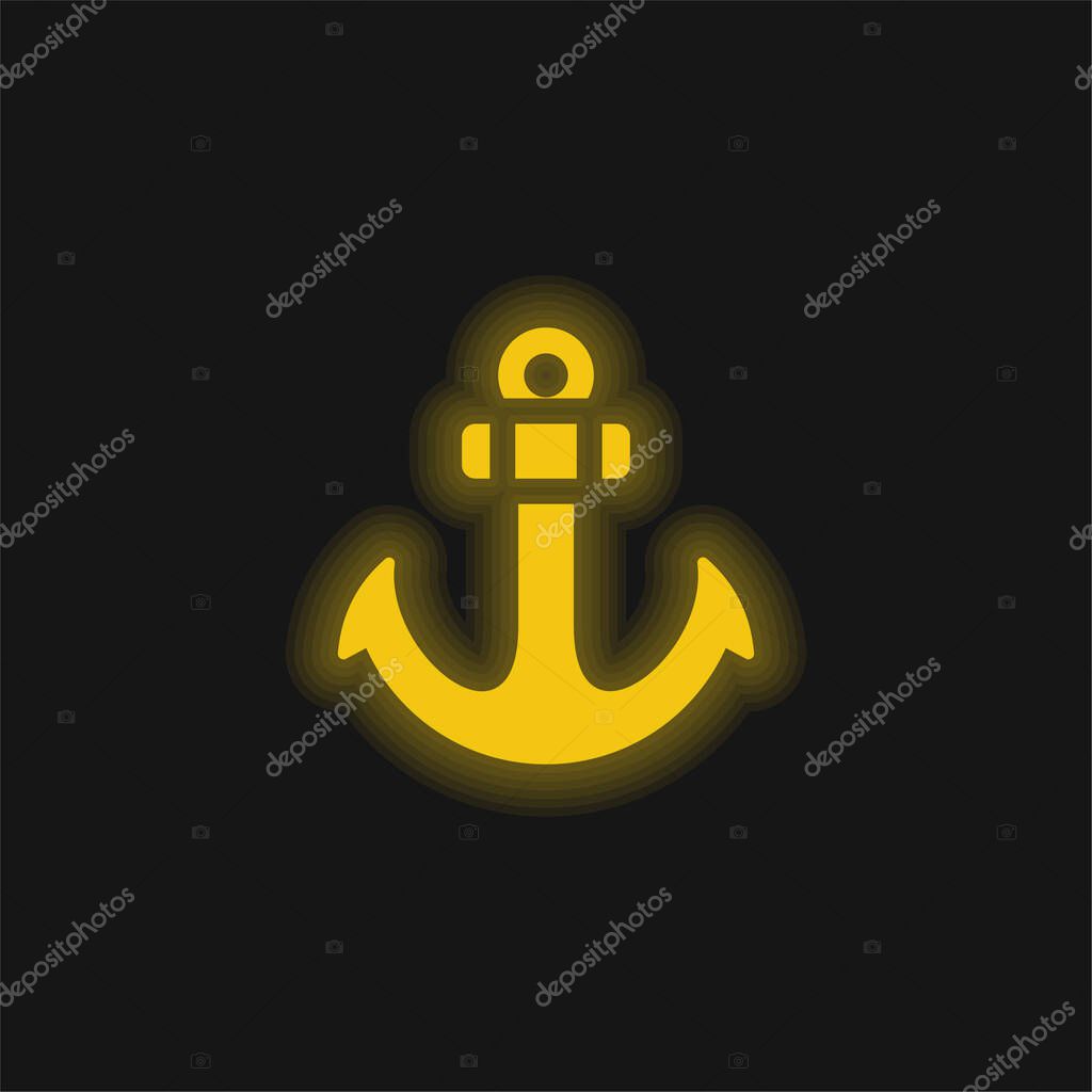 Anchor yellow glowing neon icon
