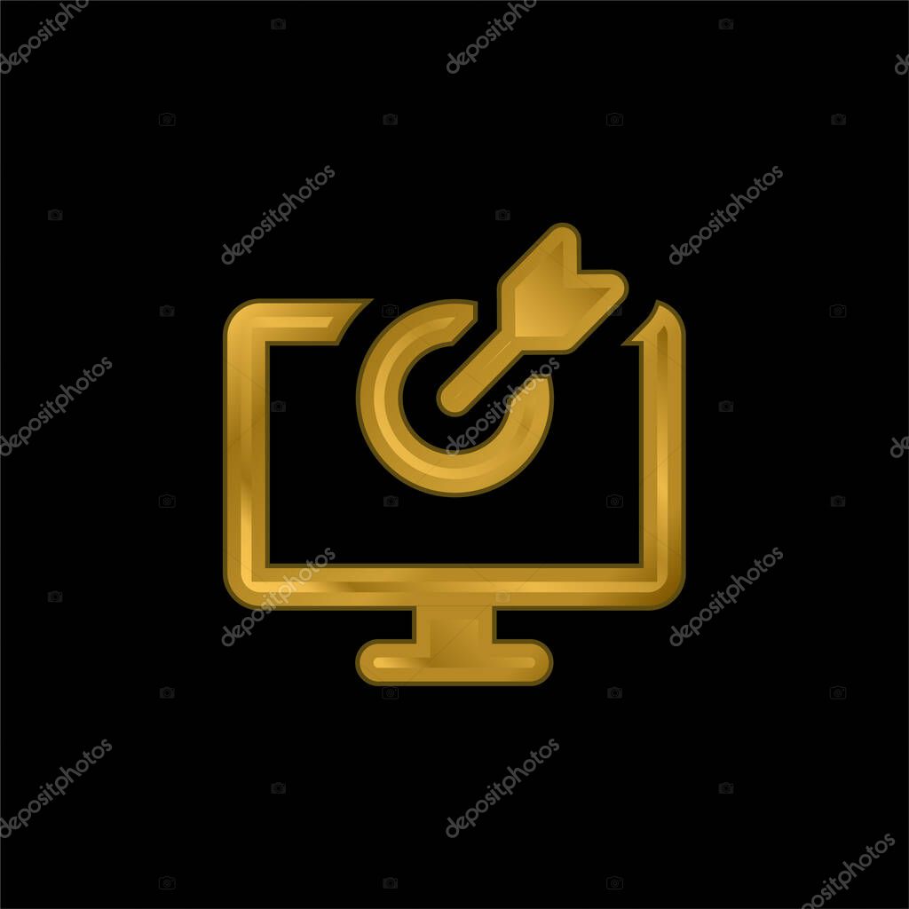 Bow gold plated metalic icon or logo vector