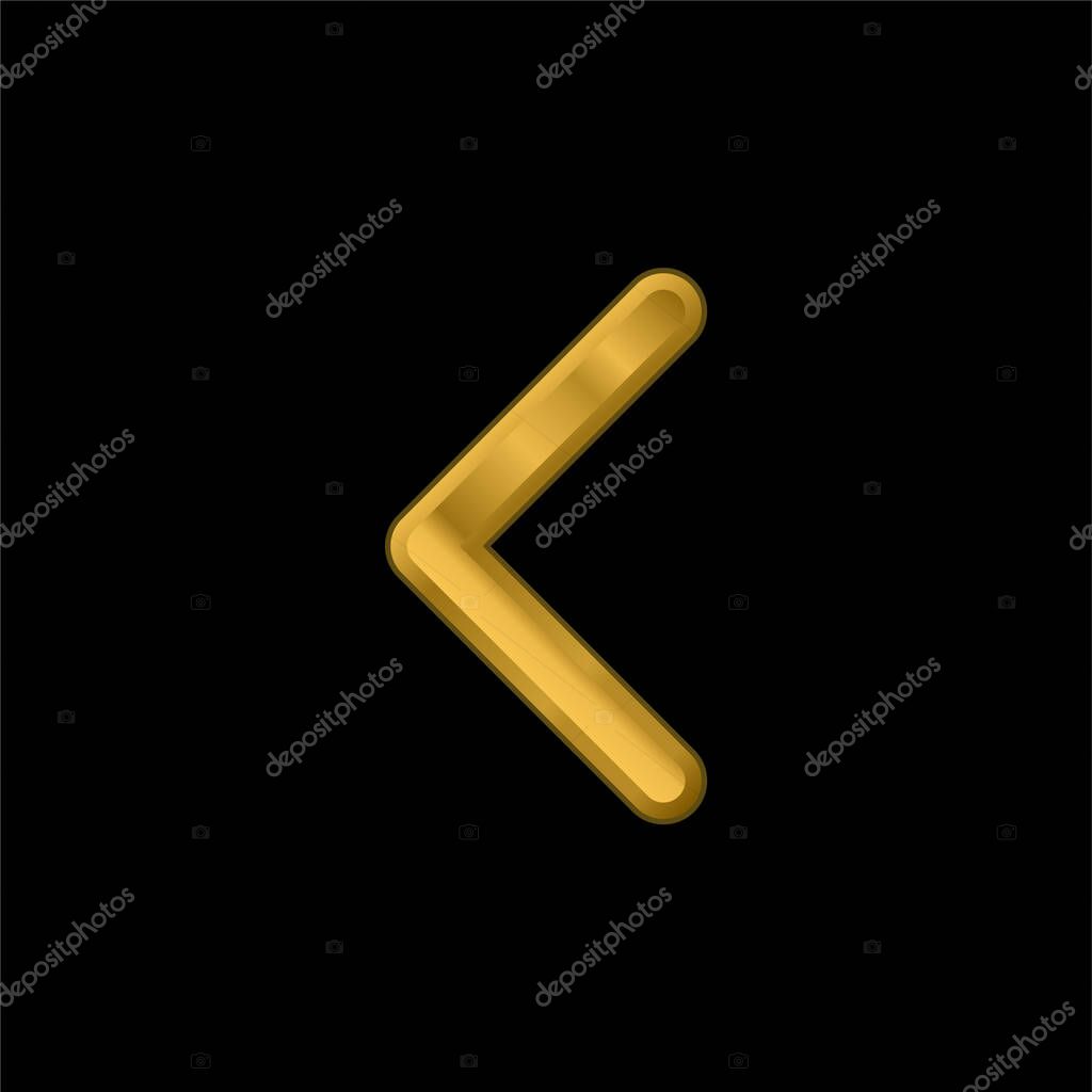 Arrowhead Thin Outline To The Left gold plated metalic icon or logo vector