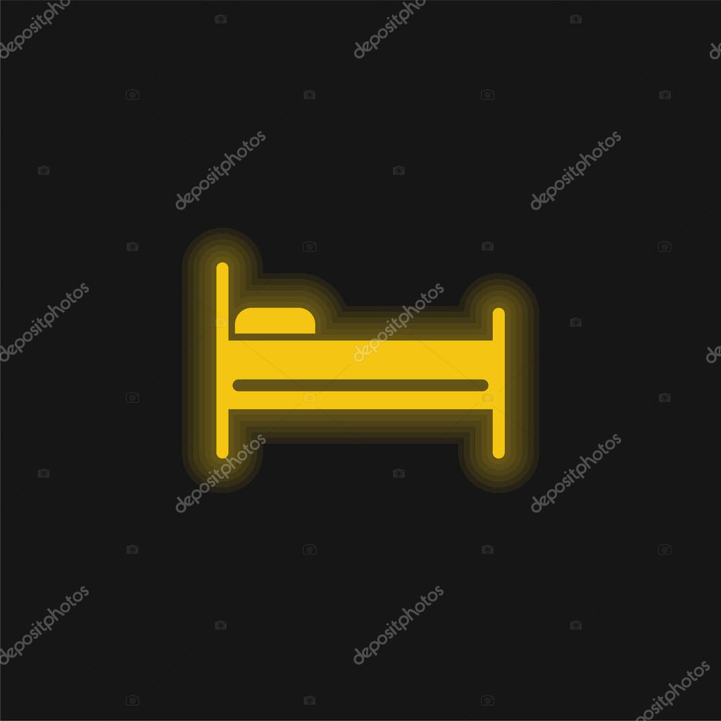 Bed yellow glowing neon icon