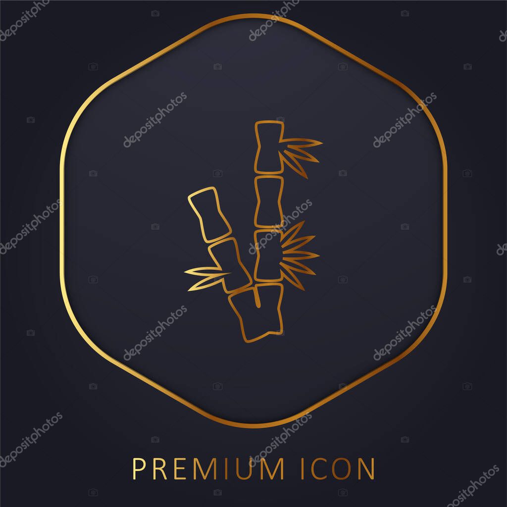 Bamboo Branches golden line premium logo or icon