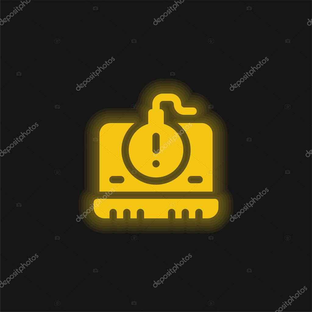 Bomb yellow glowing neon icon