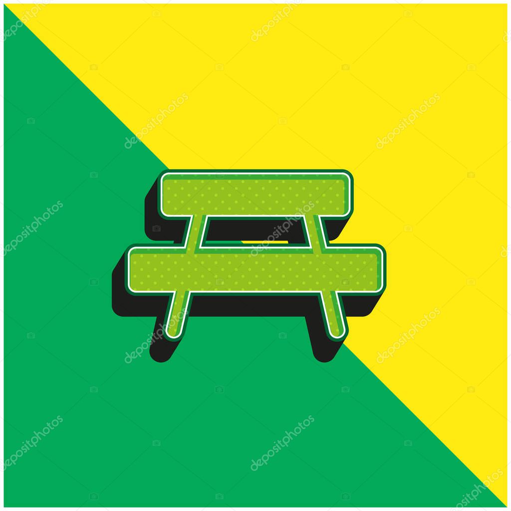 Bench Green and yellow modern 3d vector icon logo