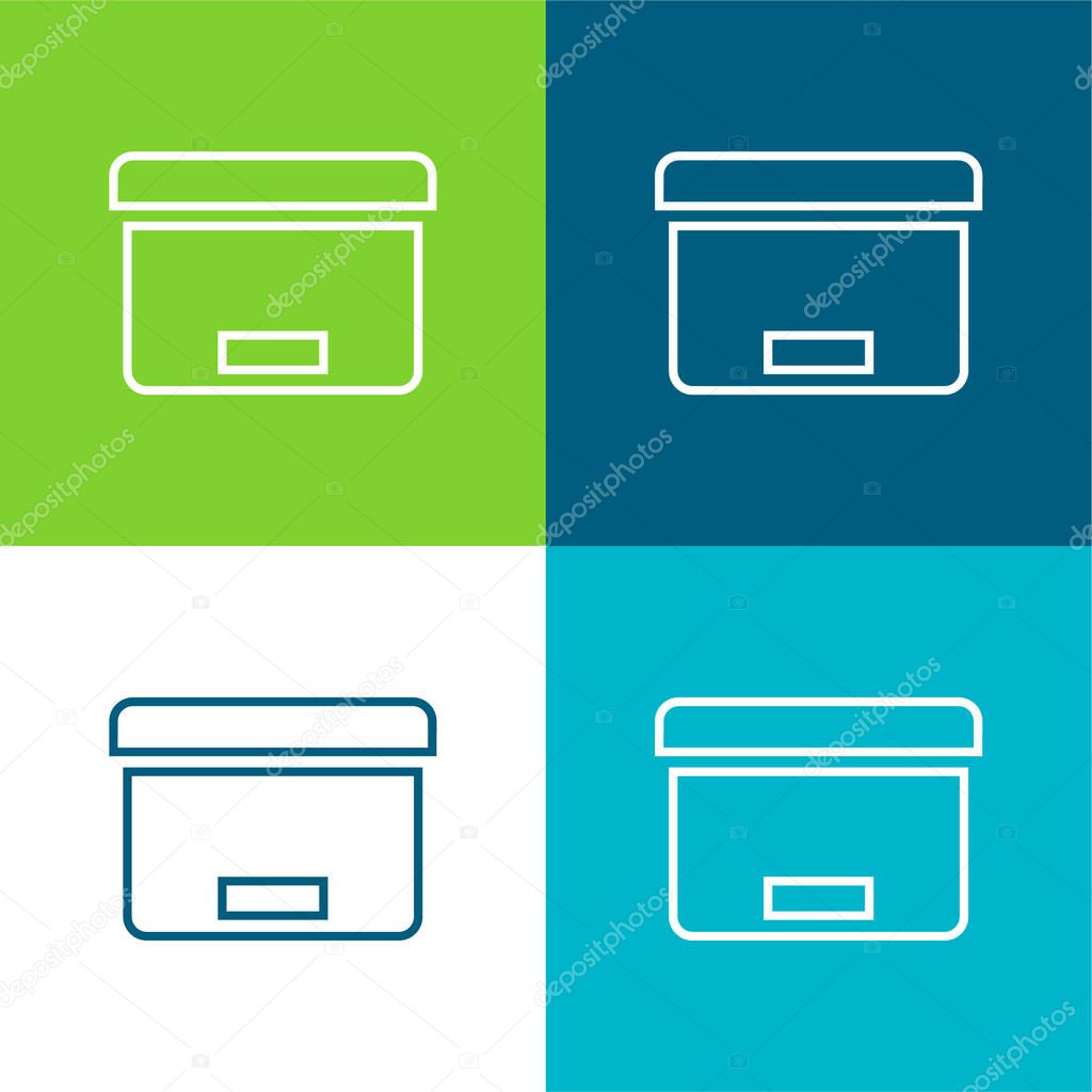 Box Tool For Office Organization Flat four color minimal icon set