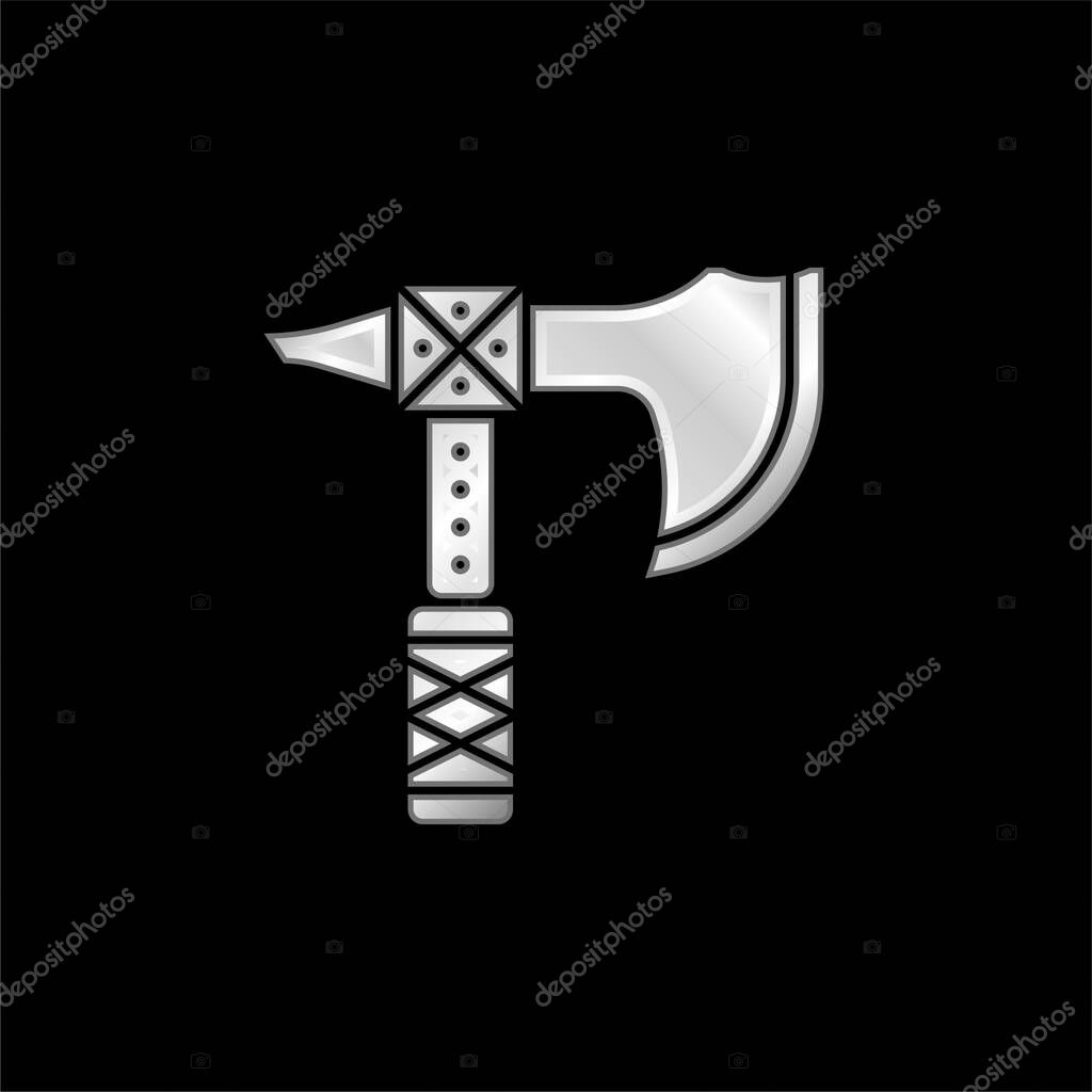 Axe silver plated metallic icon