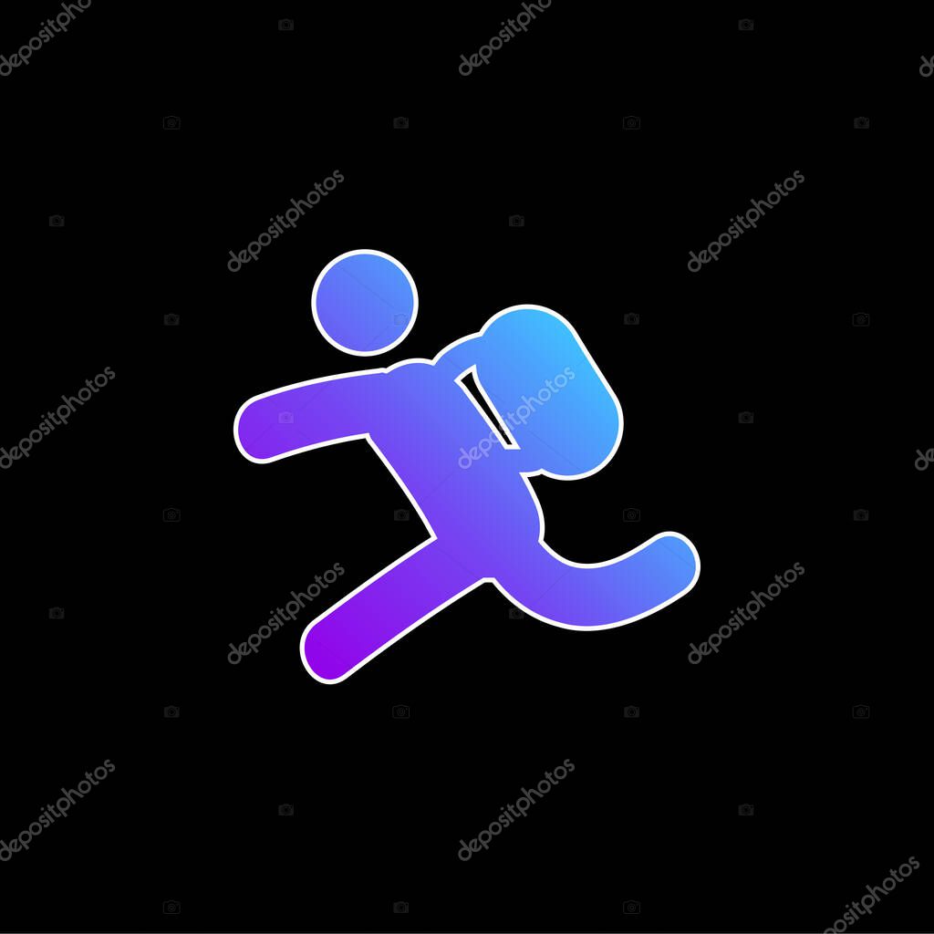 Backpacker Running blue gradient vector icon