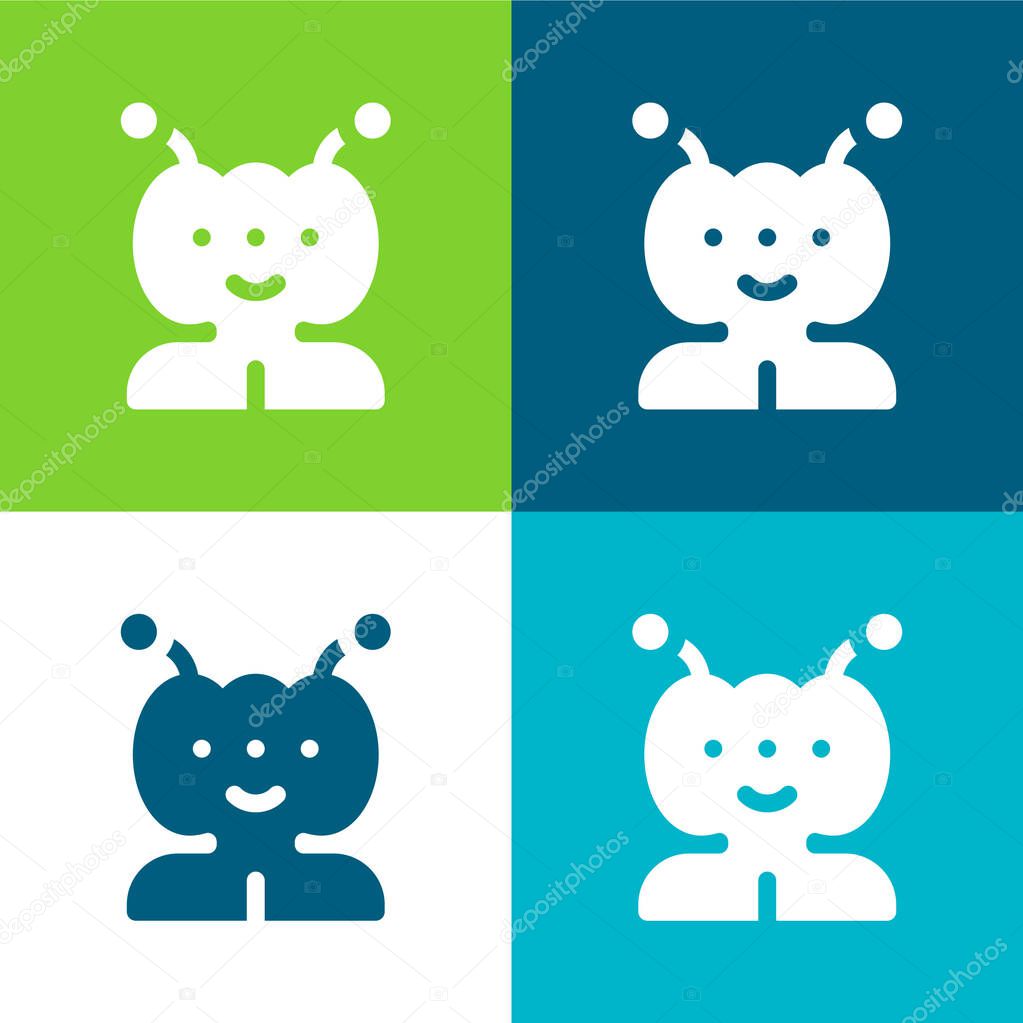 Alien Flat four color minimal icon set