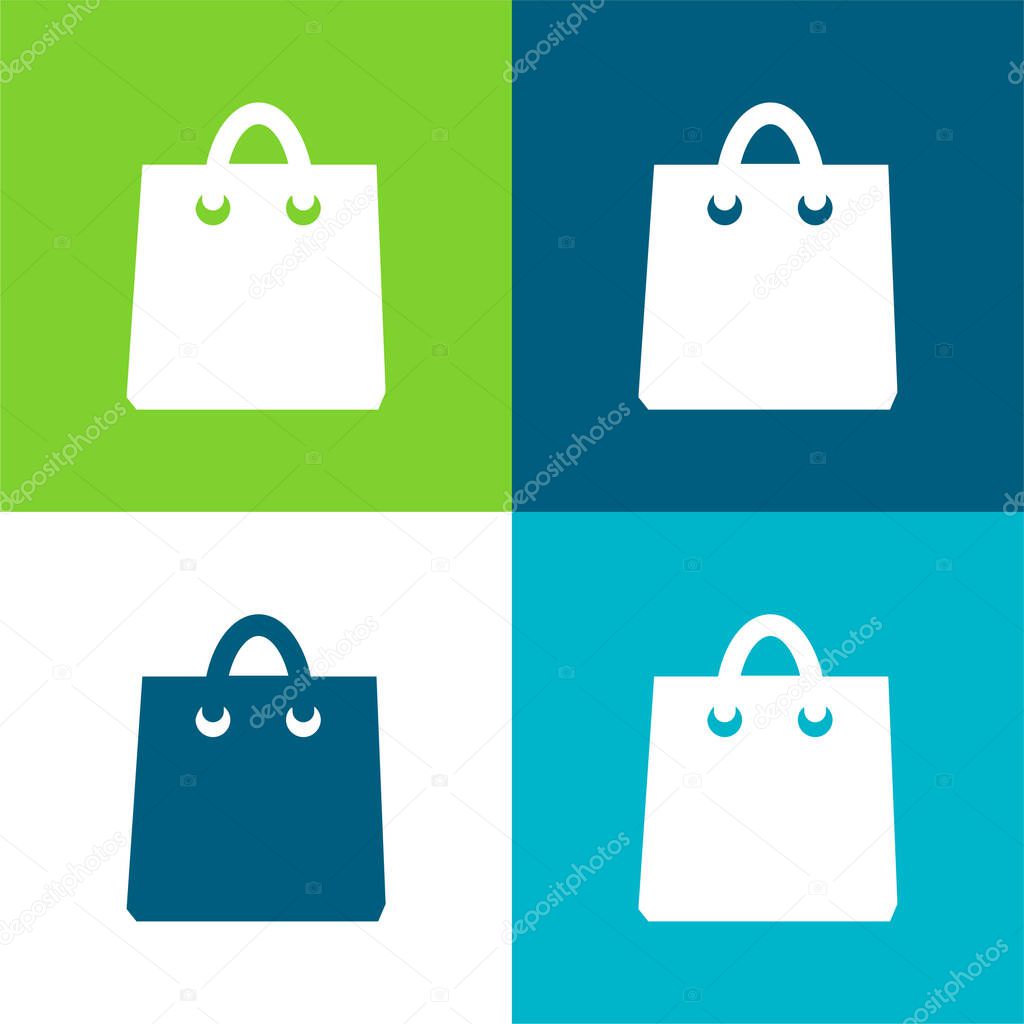 Black Shopping Bag Tool Flat four color minimal icon set