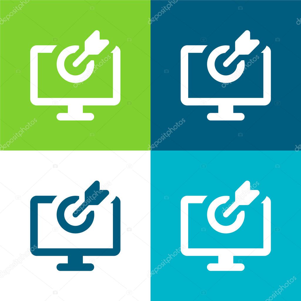 Bow Flat four color minimal icon set