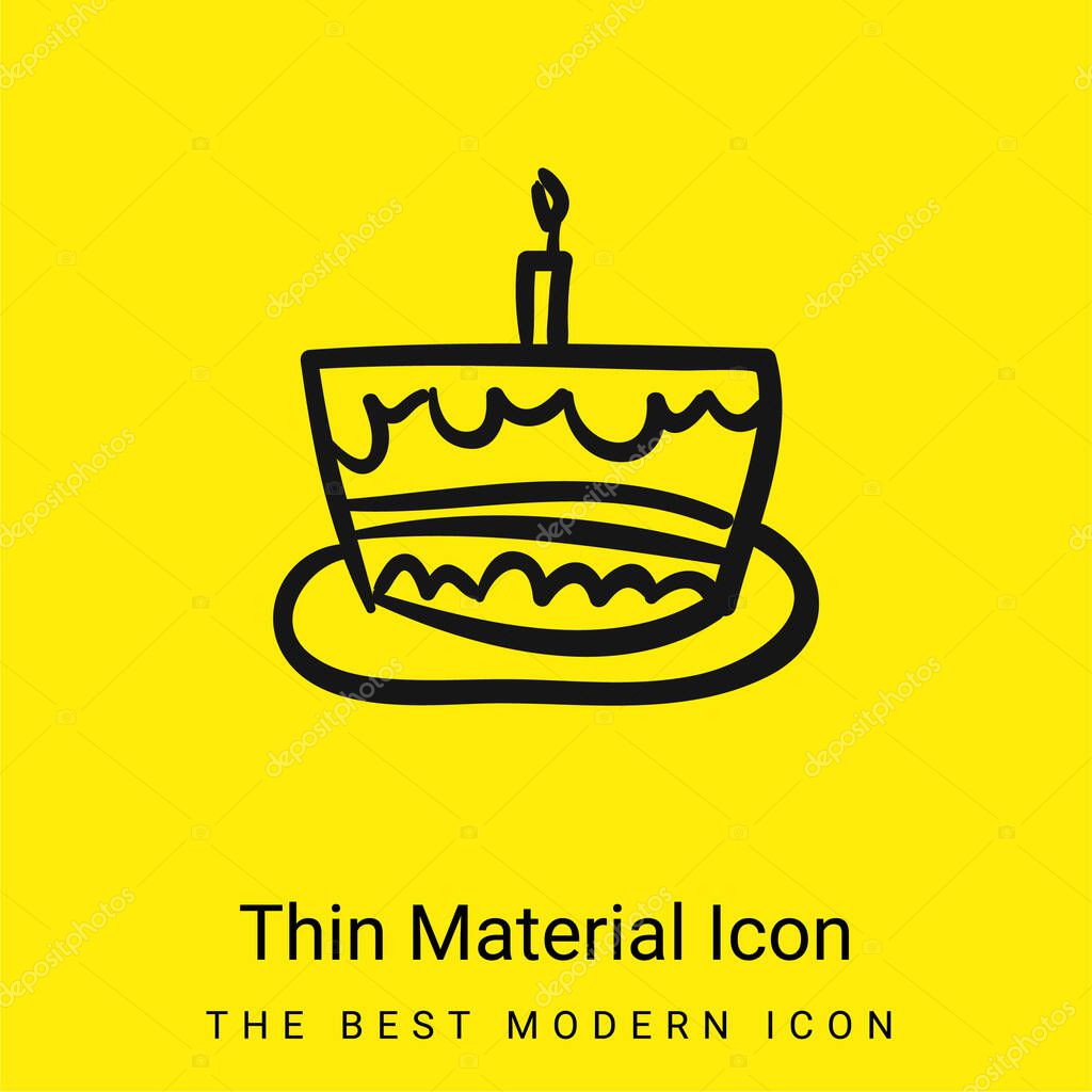 Birthday Cake Hand Drawn Celebration Food minimal bright yellow material icon