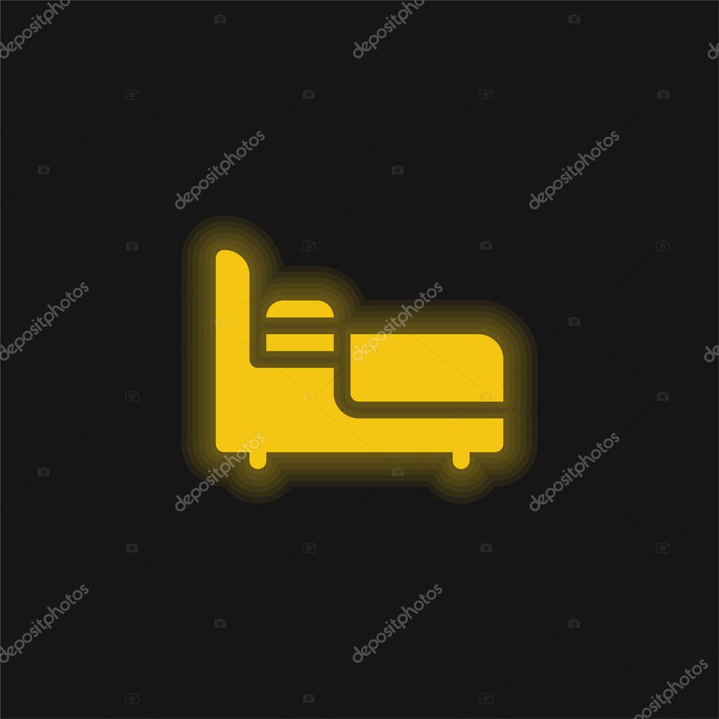 Bed yellow glowing neon icon