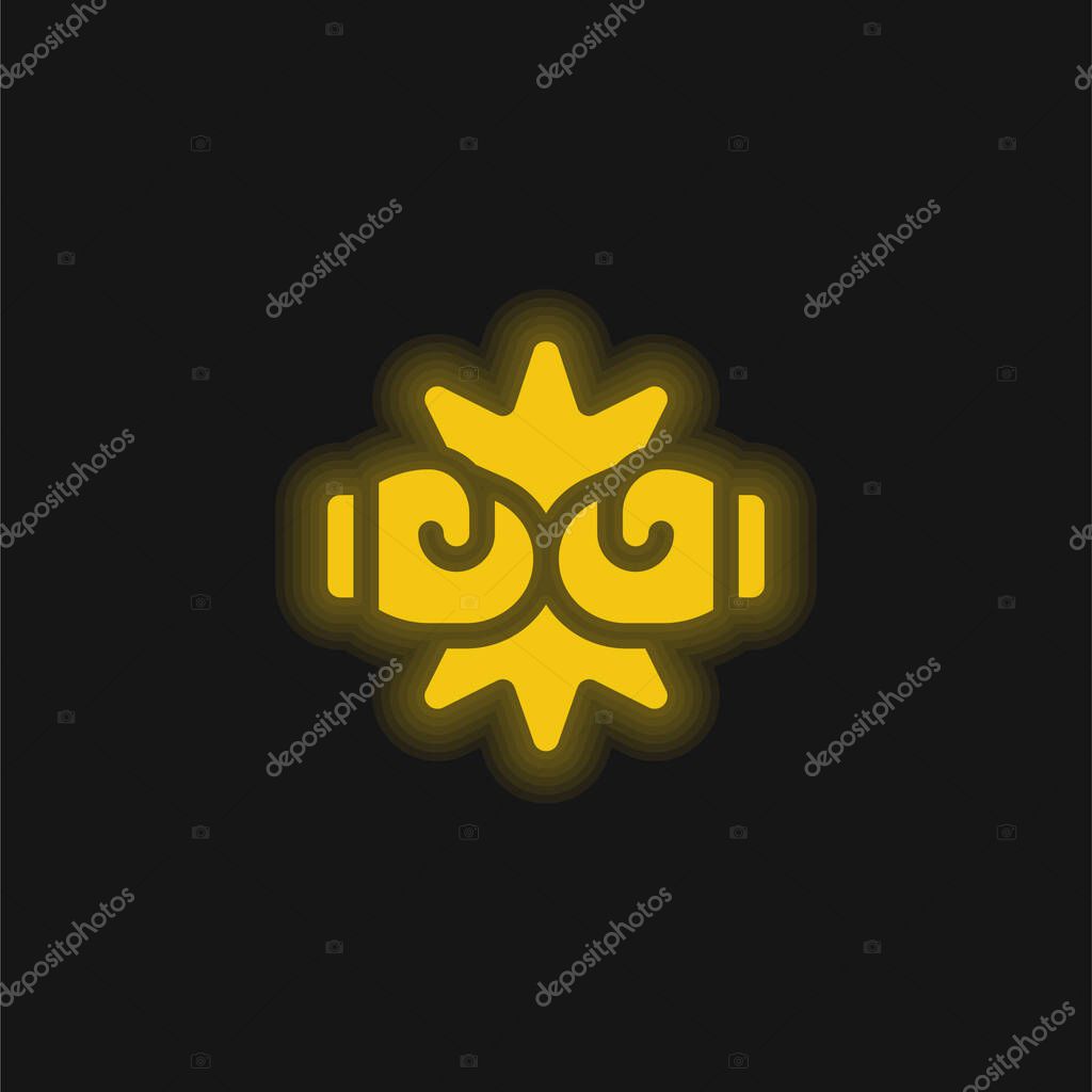 Boxing yellow glowing neon icon