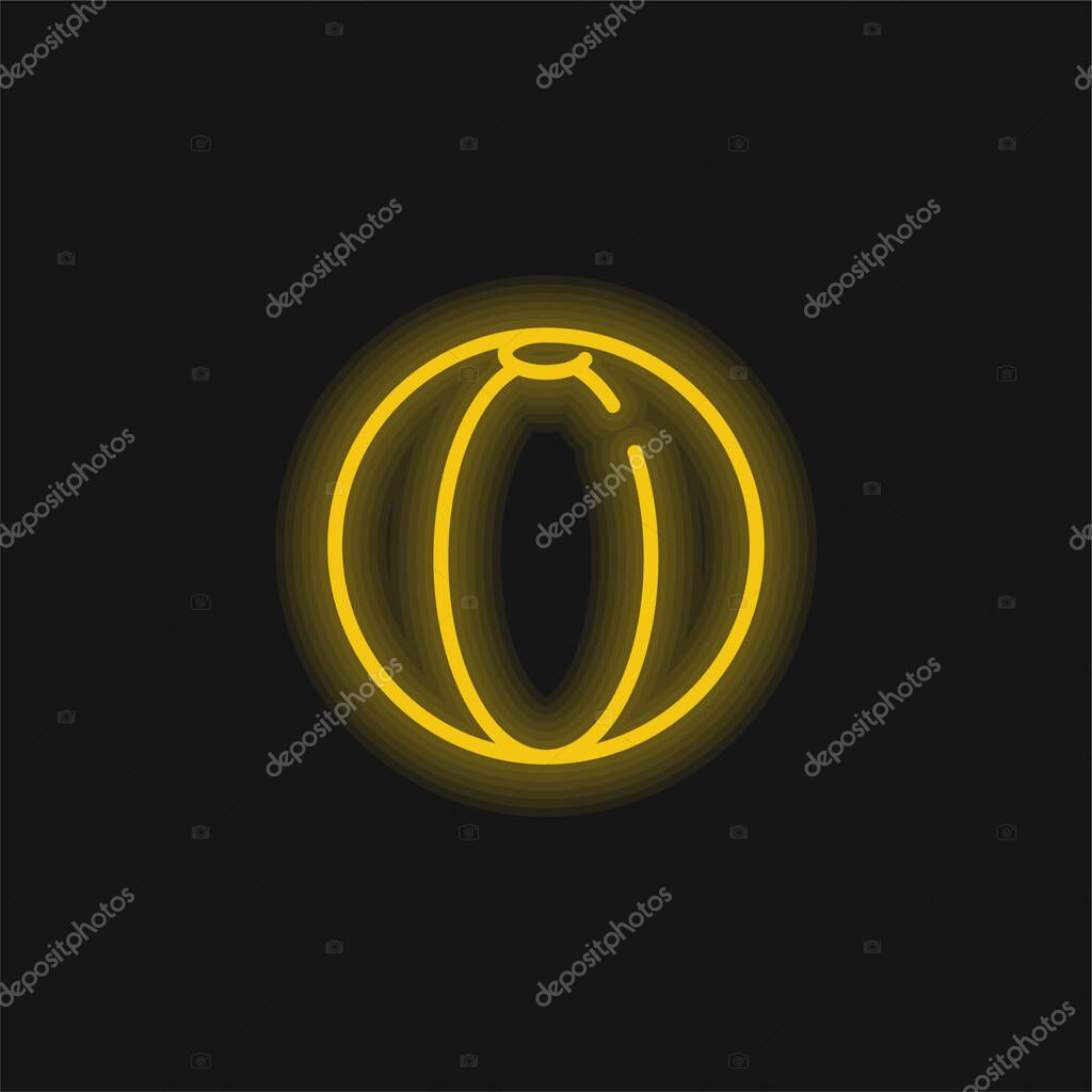 Beach Ball yellow glowing neon icon